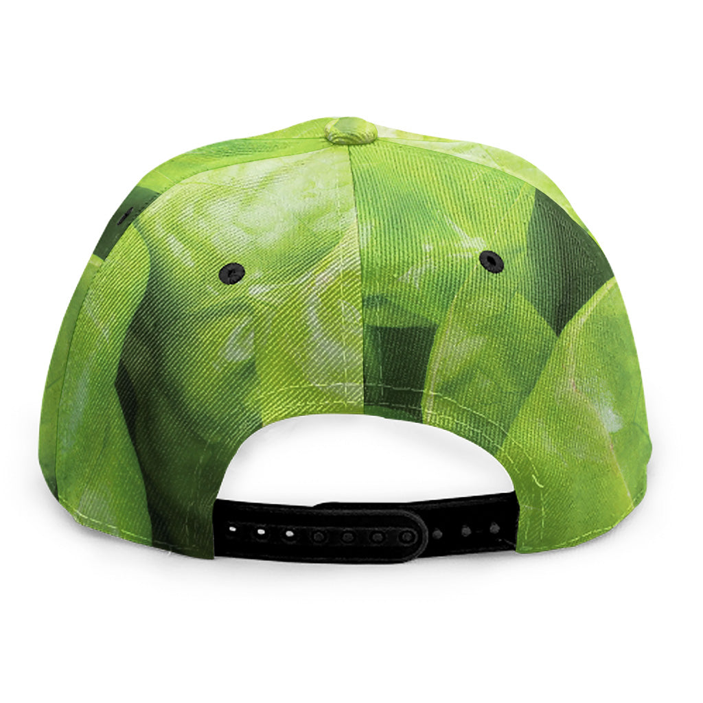 Green Lettuce Leaves Print Snapback Cap