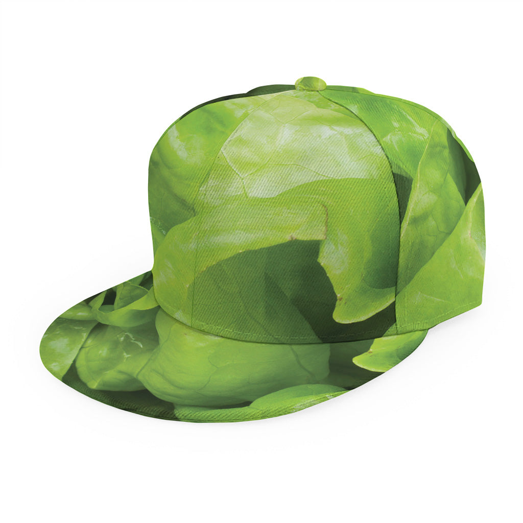 Green Lettuce Leaves Print Snapback Cap