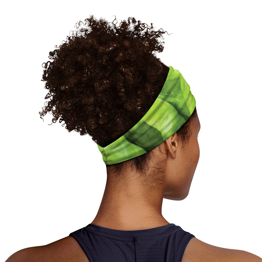 Green Lettuce Leaves Print Sports Headband