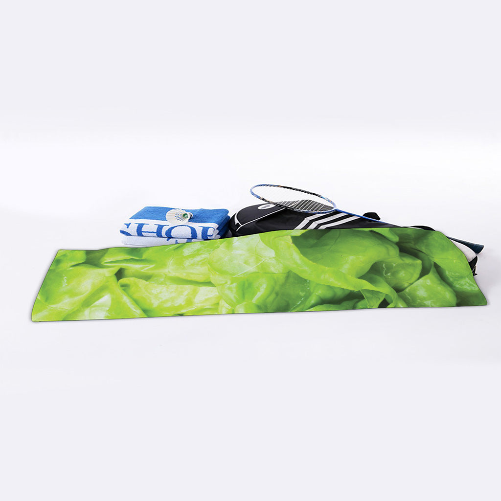Green Lettuce Leaves Print Sports Towel