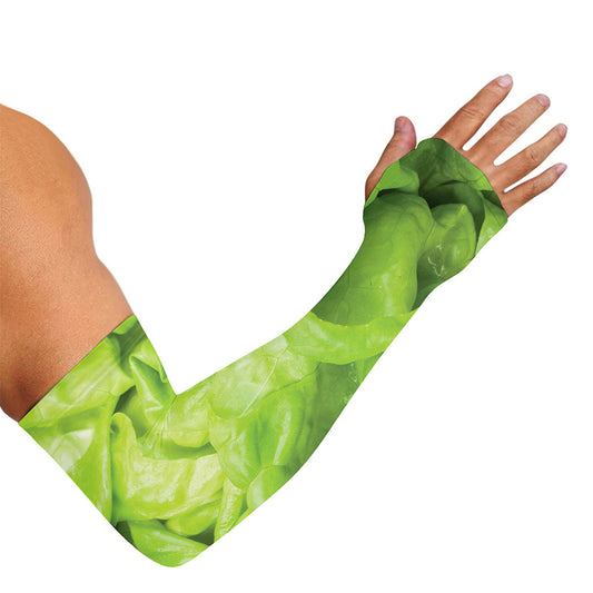 Green Lettuce Leaves Print Sun Protection Arm Sleeves