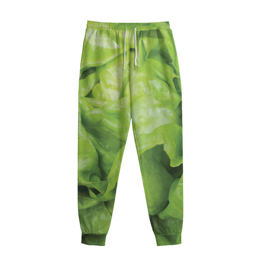 Green Lettuce Leaves Print Sweatpants