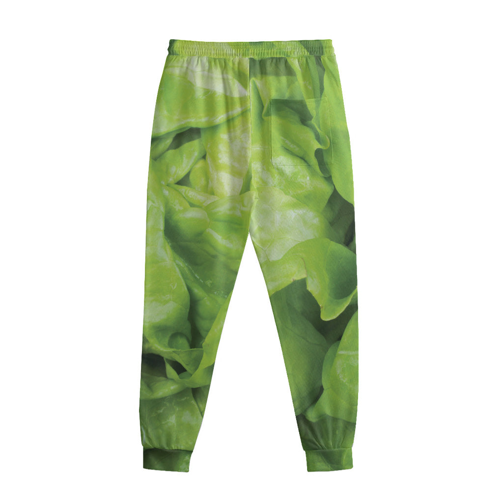 Green Lettuce Leaves Print Sweatpants