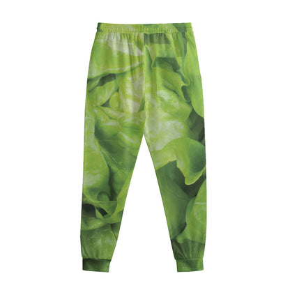 Green Lettuce Leaves Print Sweatpants