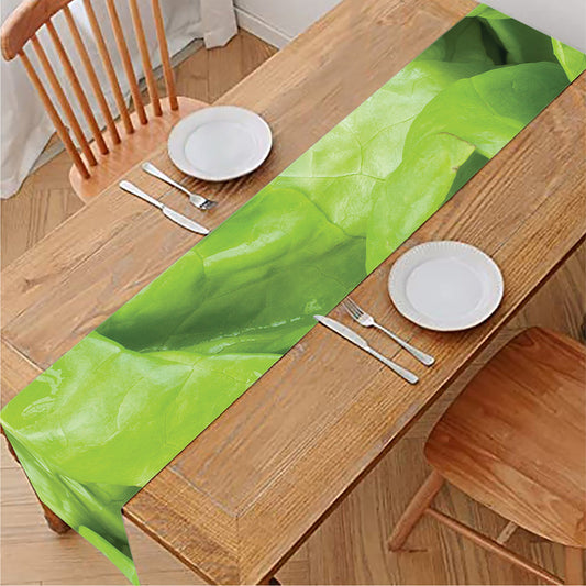 Green Lettuce Leaves Print Table Runner