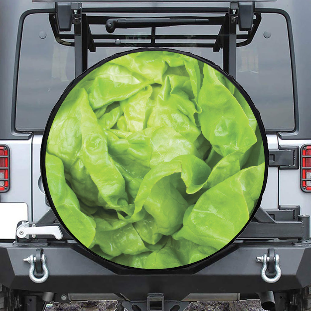 Green Lettuce Leaves Print Tire Cover