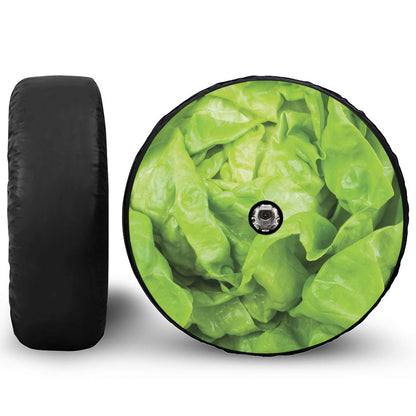 Green Lettuce Leaves Print Tire Cover With Camera Hole