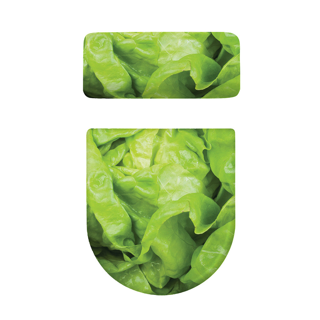 Green Lettuce Leaves Print Toilet Lid And Tank Cover Set