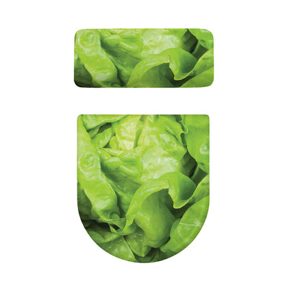 Green Lettuce Leaves Print Toilet Lid And Tank Cover Set