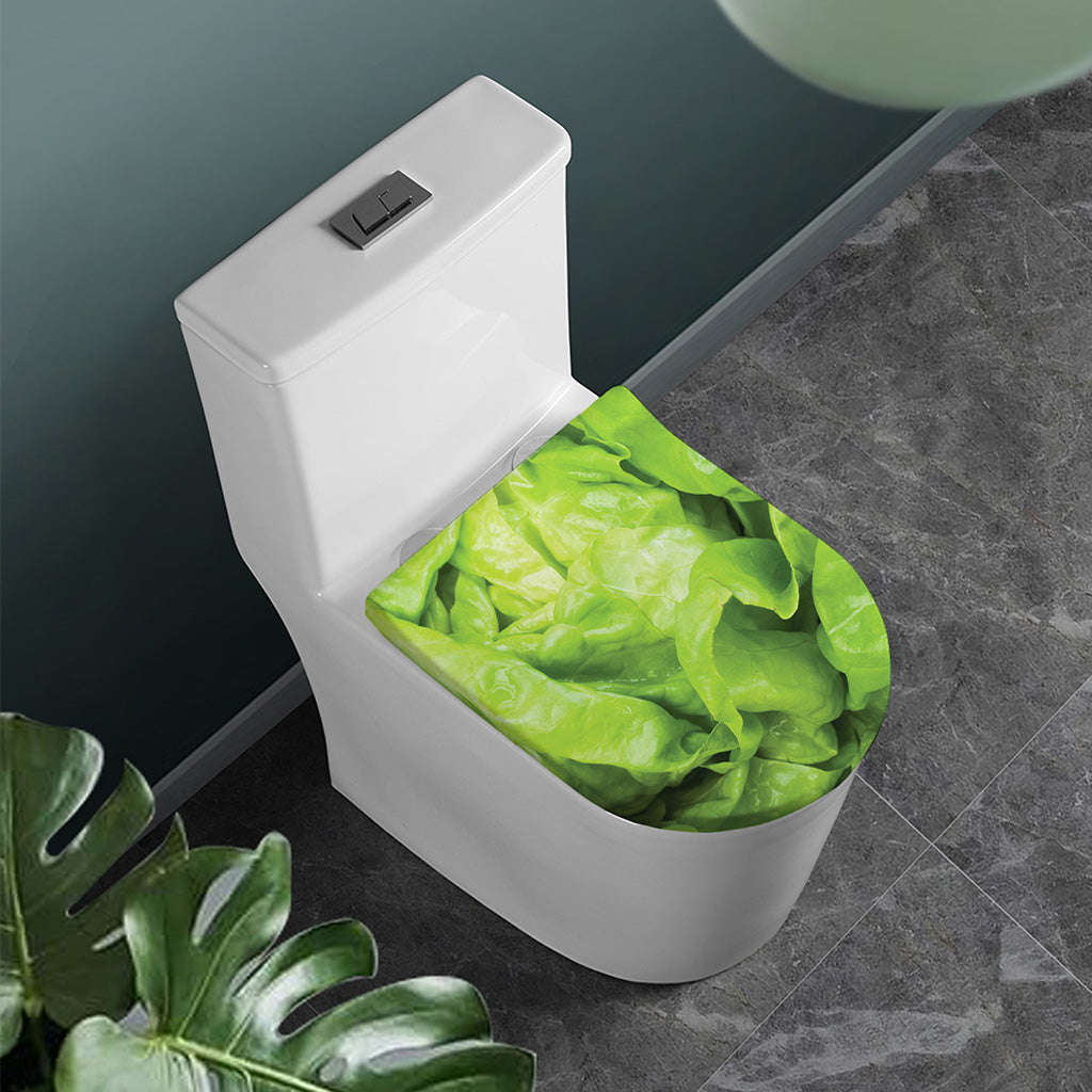 Green Lettuce Leaves Print Toilet Lid Cover