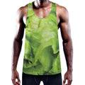 Green Lettuce Leaves Print Men's Workout Tank Top