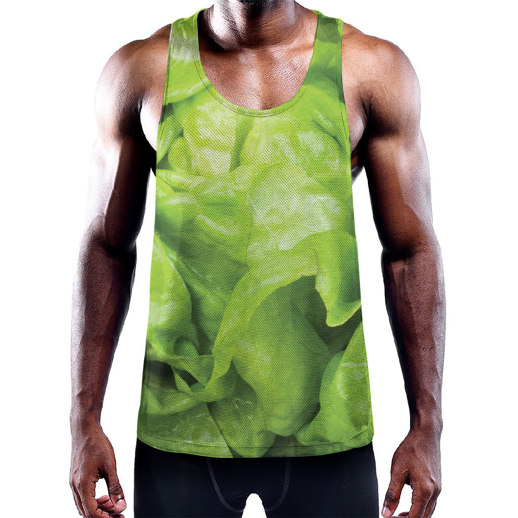 Green Lettuce Leaves Print Training Tank Top