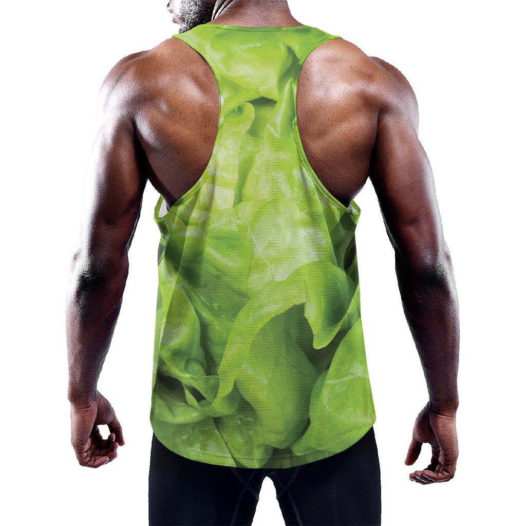 Green Lettuce Leaves Print Training Tank Top