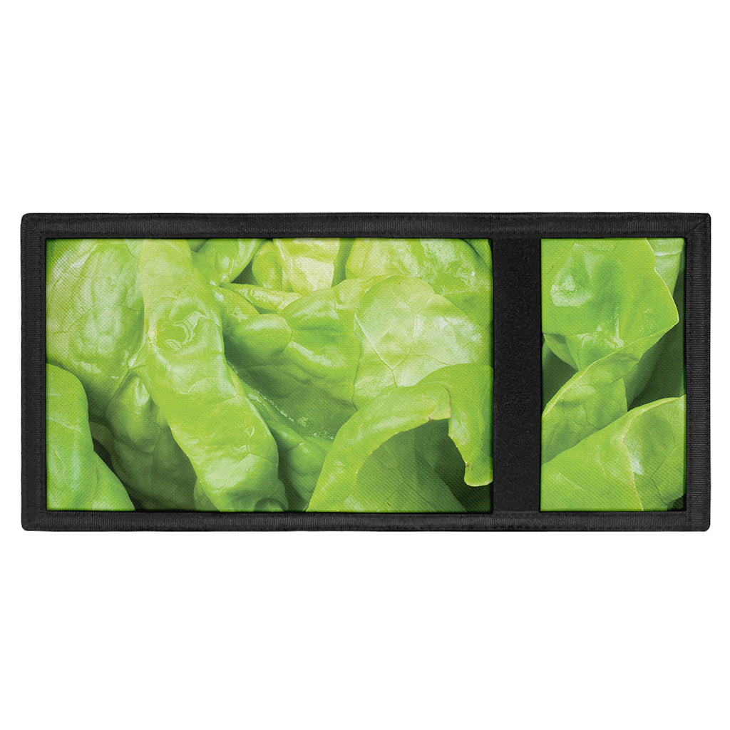 Green Lettuce Leaves Print Trifold Wallet