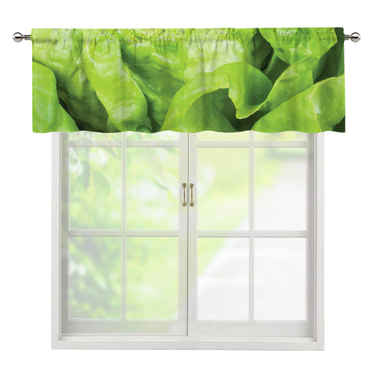 Green Lettuce Leaves Print Window Valance