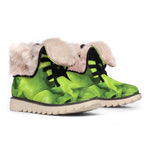 Green Lettuce Leaves Print Winter Boots