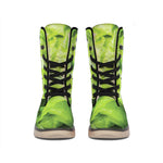 Green Lettuce Leaves Print Winter Boots