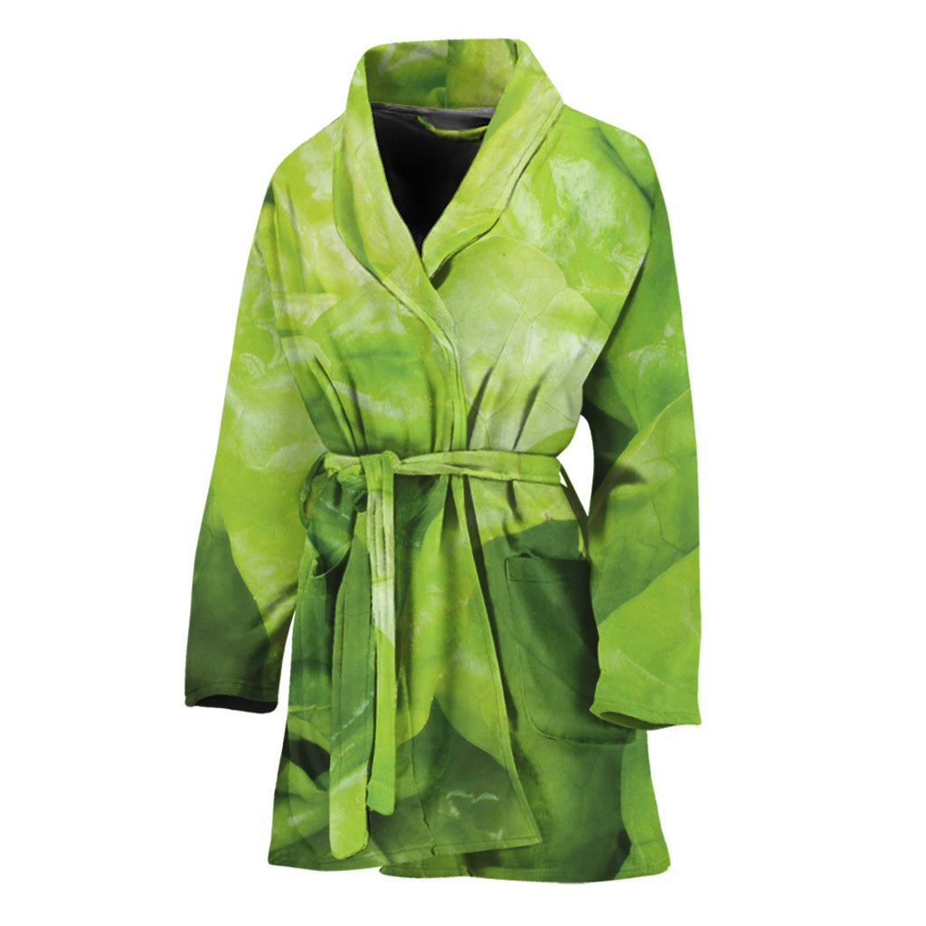 Green Lettuce Leaves Print Women's Bathrobe