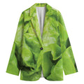 Green Lettuce Leaves Print Women's Cotton Blazer