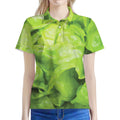 Green Lettuce Leaves Print Women's Polo Shirt