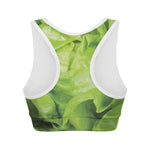 Green Lettuce Leaves Print Women's Sports Bra