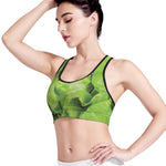 Green Lettuce Leaves Print Women's Sports Bra