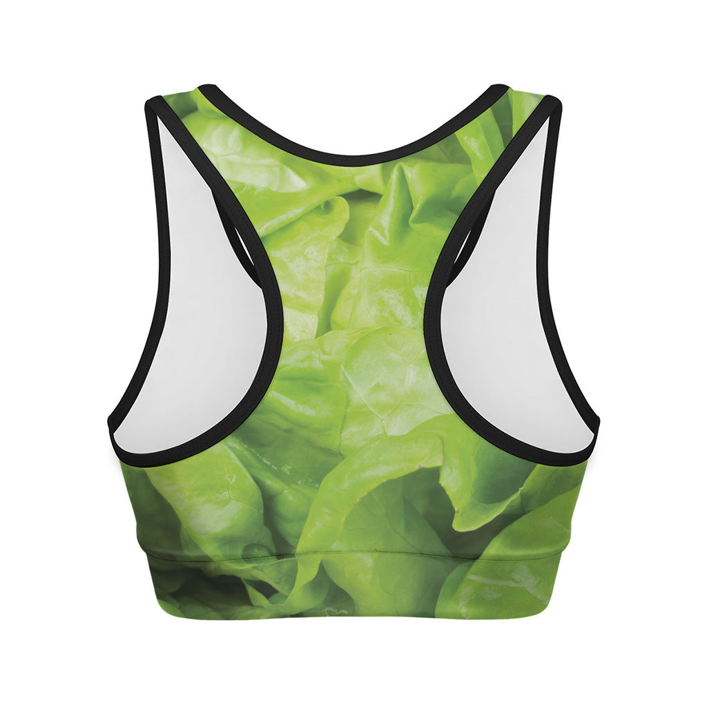 Green Lettuce Leaves Print Women's Sports Bra