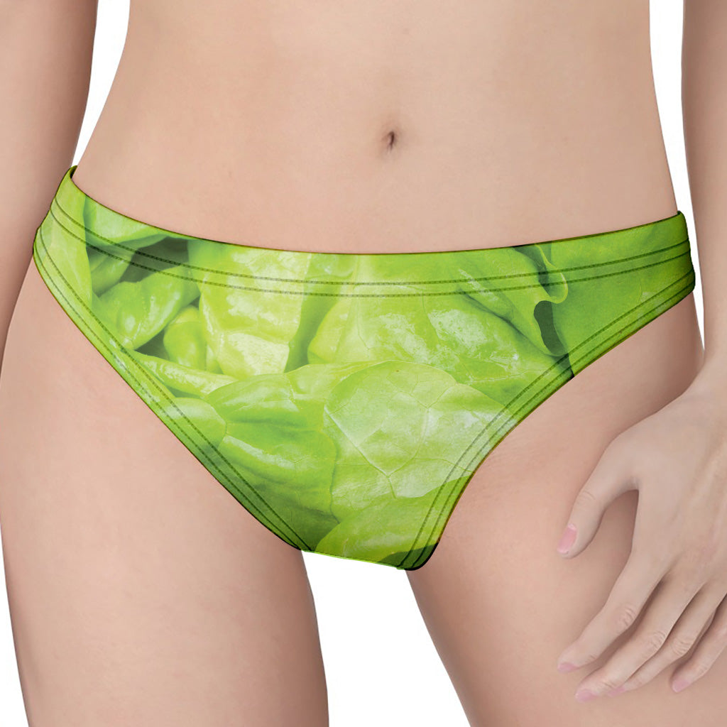 Green Lettuce Leaves Print Women's Thong