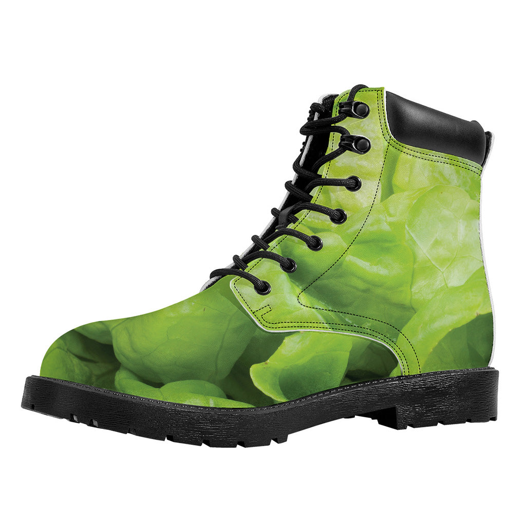 Green Lettuce Leaves Print Work Boots