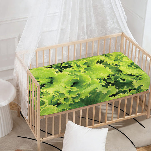 Green Lettuce Salad Print Baby Crib Sheet
