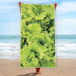 Green Lettuce Salad Print Beach Towel