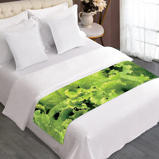 Green Lettuce Salad Print Bed Runner