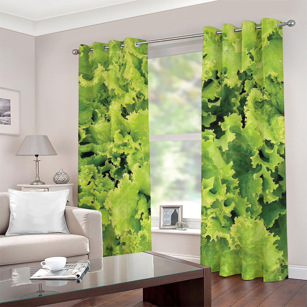 Green Lettuce Salad Print Blackout Grommet Curtains