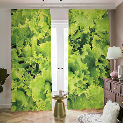 Green Lettuce Salad Print Blackout Pencil Pleat Curtains