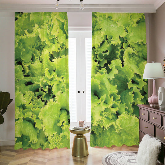 Green Lettuce Salad Print Blackout Pencil Pleat Curtains