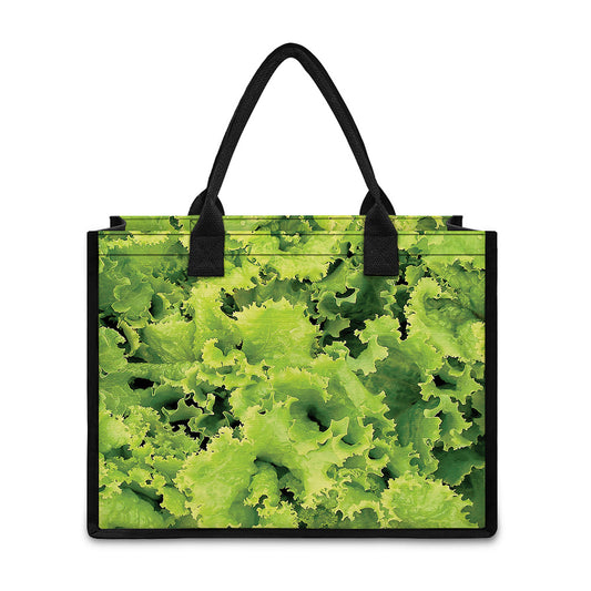 Green Lettuce Salad Print Canvas Tote Bag