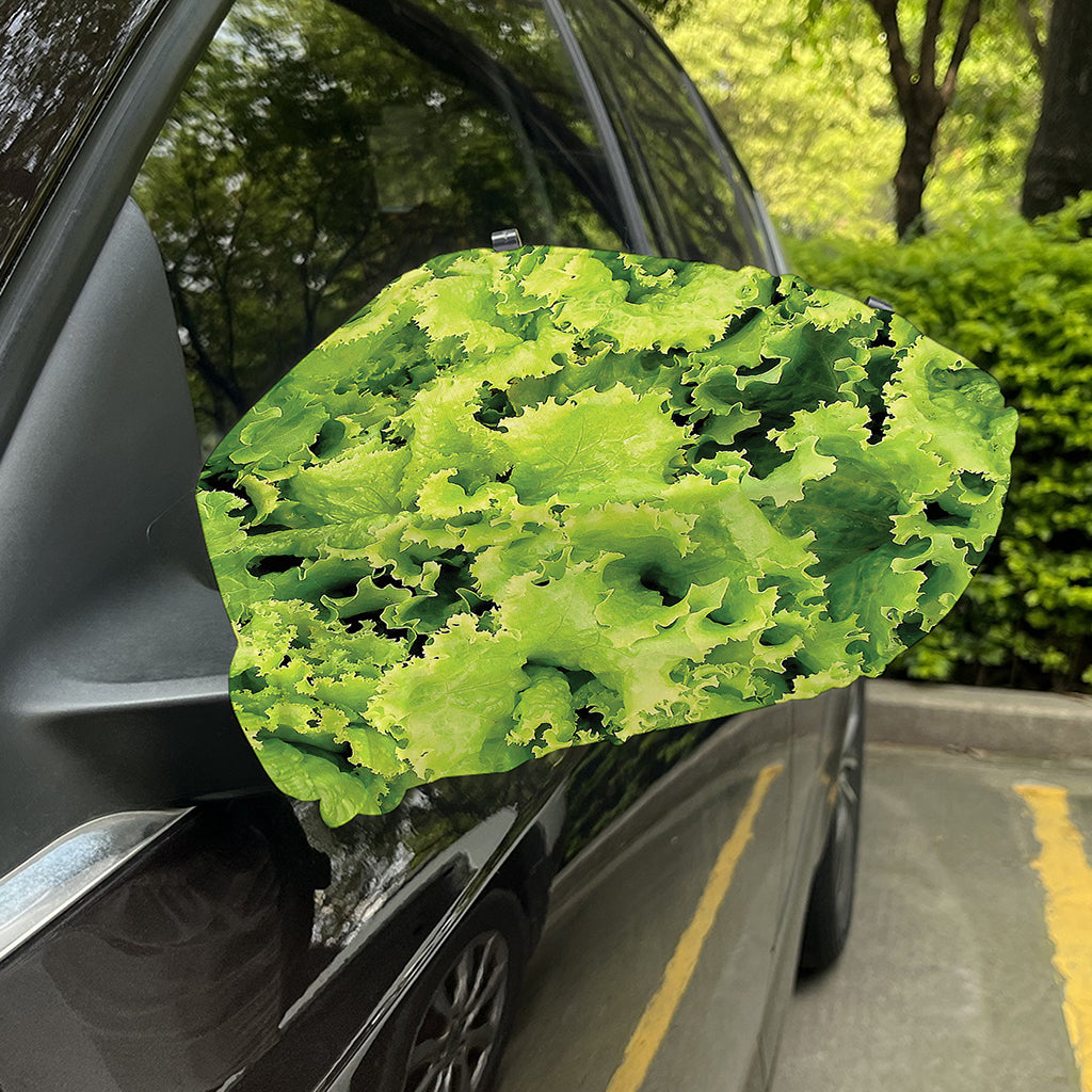 Green Lettuce Salad Print Car Side Mirror Covers
