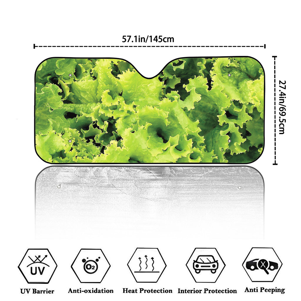 Green Lettuce Salad Print Car Windshield Sun Shade