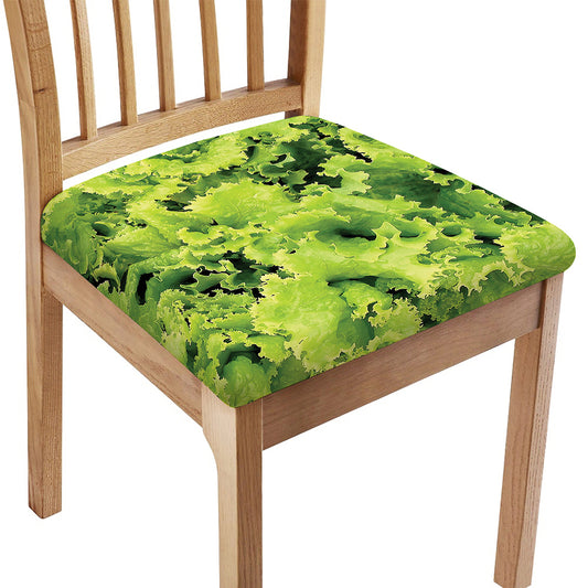 Green Lettuce Salad Print Chair Cushion Cover