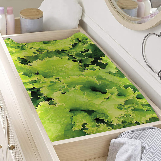 Green Lettuce Salad Print Changing Pad Cover