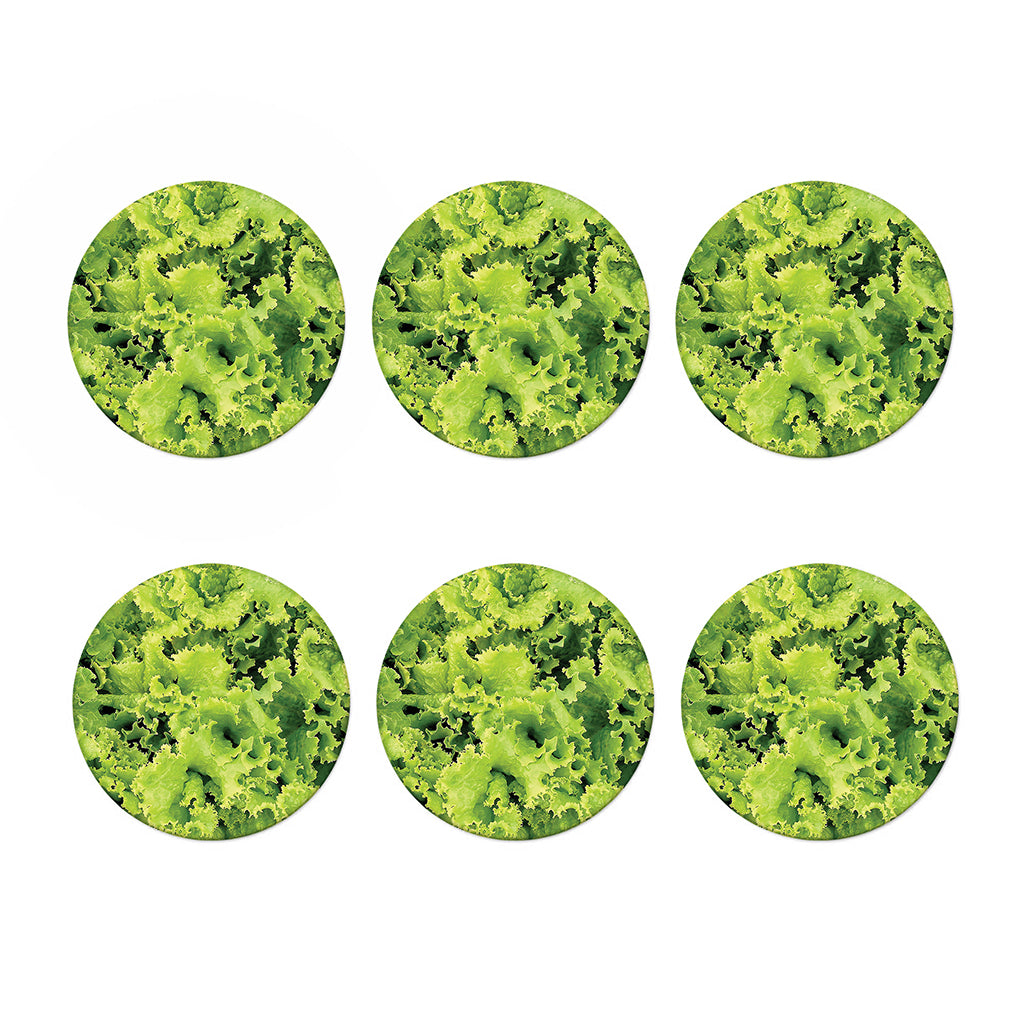 Green Lettuce Salad Print Coaster Set