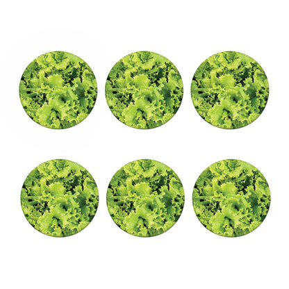 Green Lettuce Salad Print Coaster Set