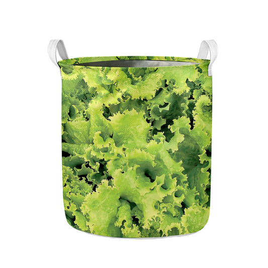 Green Lettuce Salad Print Collapsible Laundry Basket
