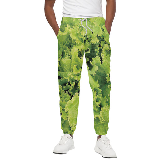 Green Lettuce Salad Print Cotton Pants