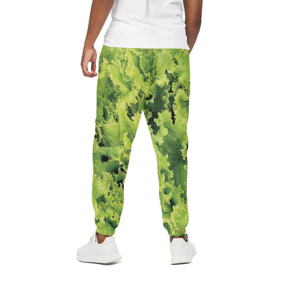 Green Lettuce Salad Print Cotton Pants