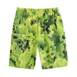 Green Lettuce Salad Print Cotton Shorts