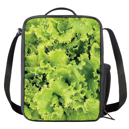 Green Lettuce Salad Print Crossbody Lunch Bag