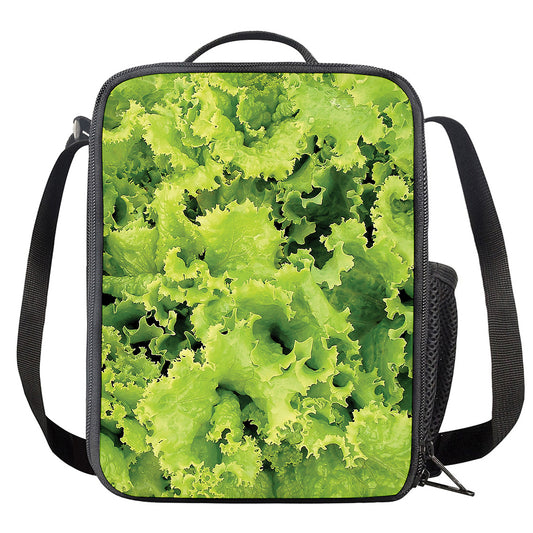 Green Lettuce Salad Print Crossbody Lunch Bag
