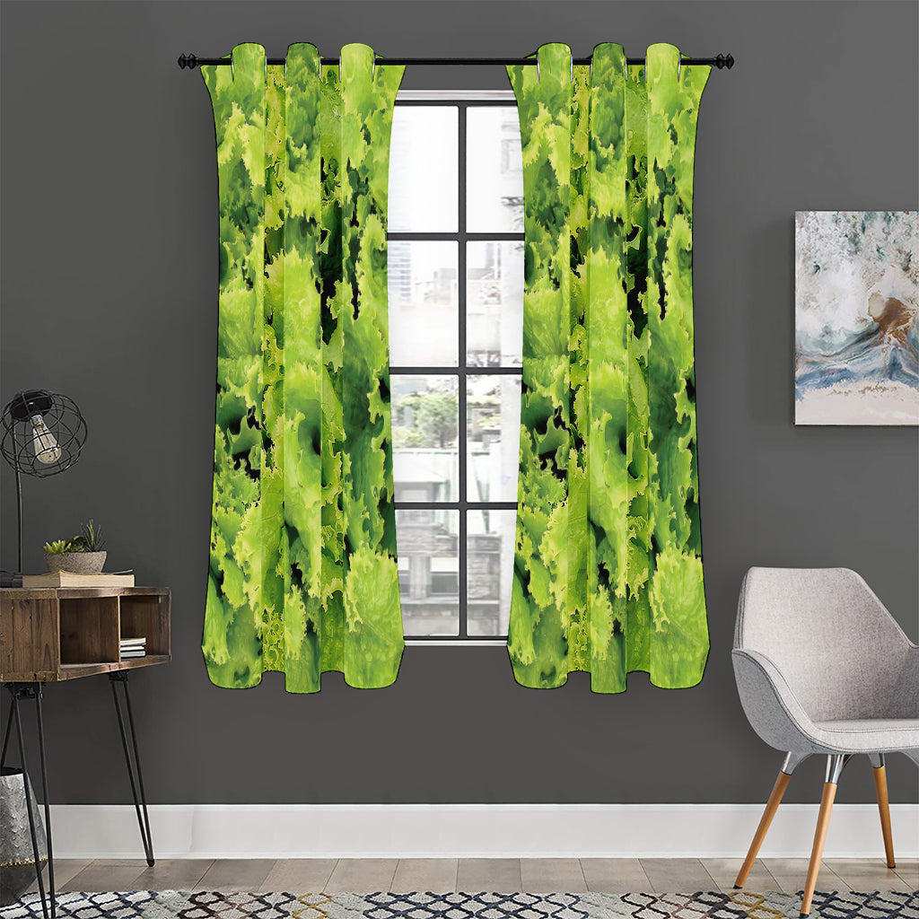 Green Lettuce Salad Print Curtain