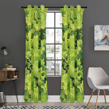 Green Lettuce Salad Print Curtain